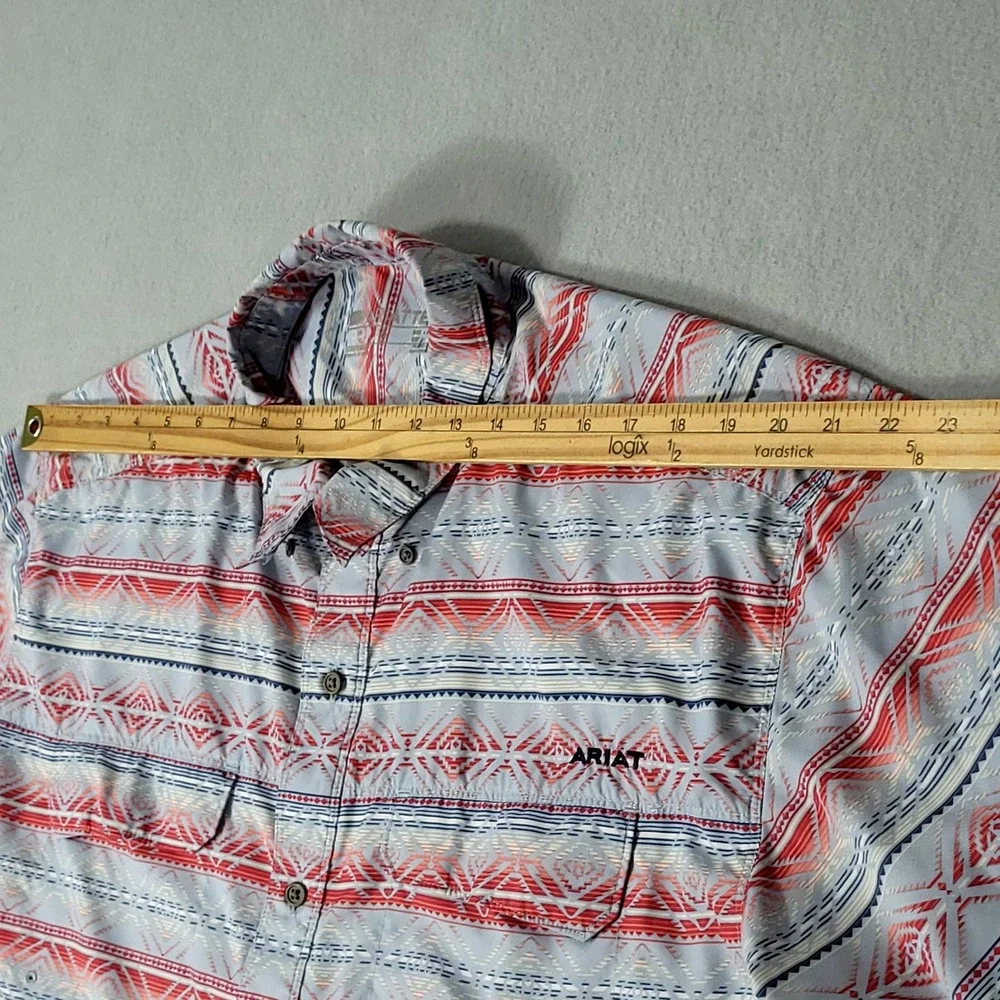 Ariat VentTEK Shirt Mens XL Blue Red Southwestern Aztec Classic Fit 10039448